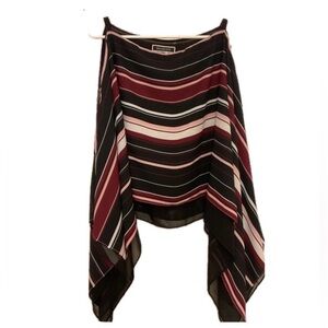 **Melanie Lynette **Elegant Asymmetrical Striped Cold Shoulder  Blouse.